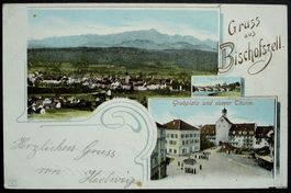 3-Bild LITHO Gruss aus BISCHOFSZELL Grubplatz & oberer Thurm