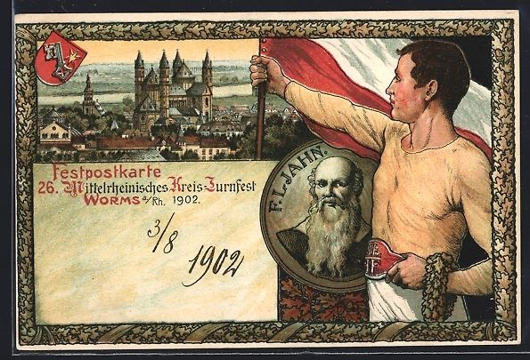 Cartoline postali: Litho Worms, 26. Mittelrheinisches Kreis – Usato da Berlin venduto da bartko-reher