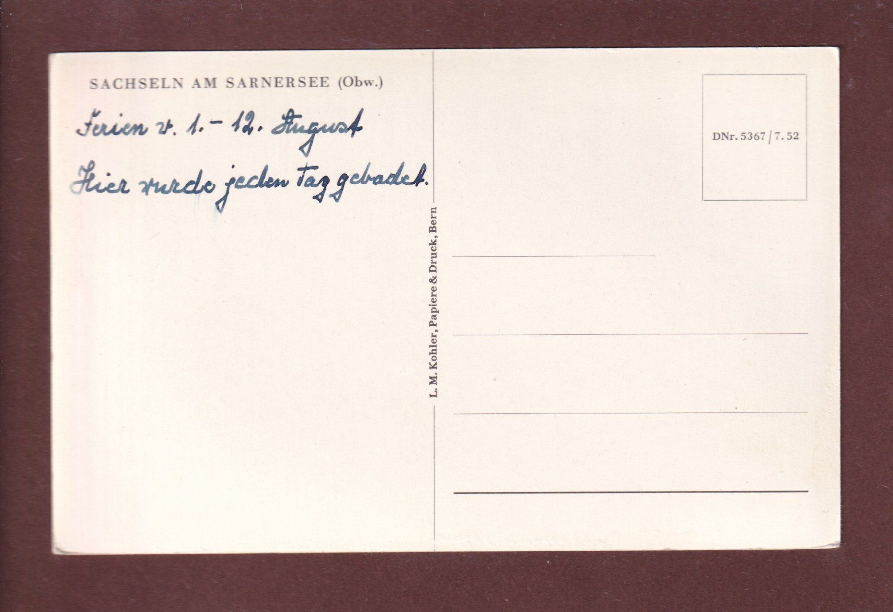 Cartoline postali: SACHSELN am Sarnersee – Usato da Pully venduto da nicecards 1