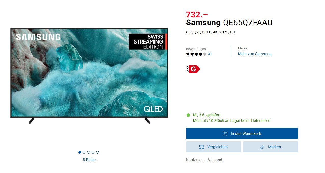 Samsung Televisori: Samsung QE65Q7FAAU NEU – Nuovo e nell'imballaggio originale da Zürich venduto da SEDRAEN 9