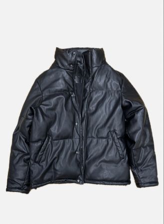 Pufferjacke Kunstleder schwarz Grösse M guter Zustand