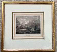 Unterseen vers la Jungfrau mit Bauernleute Stich J.H. Locher