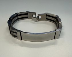 Gourmette Homme en Acier Inoxydable - Argent & Noir - NEUVE