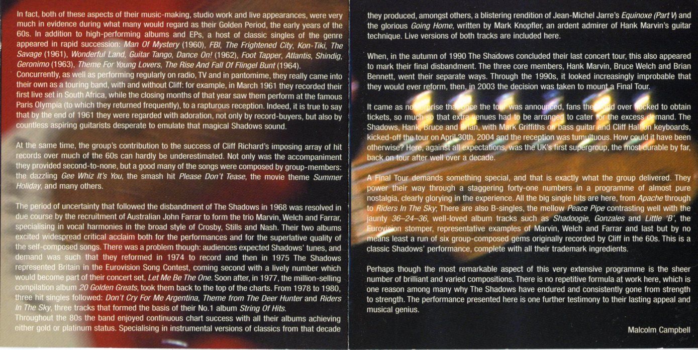 CD: 2CD - THE SHADOWS The Final Tour – Nuovo (secondo la descrizione) da Morges venduto da evnocha3 2