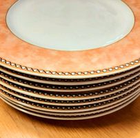 Assiettes plate Home Classique rose et blanc lot de 8 pièces
