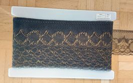 Spitzenband schwarz mit gold neu