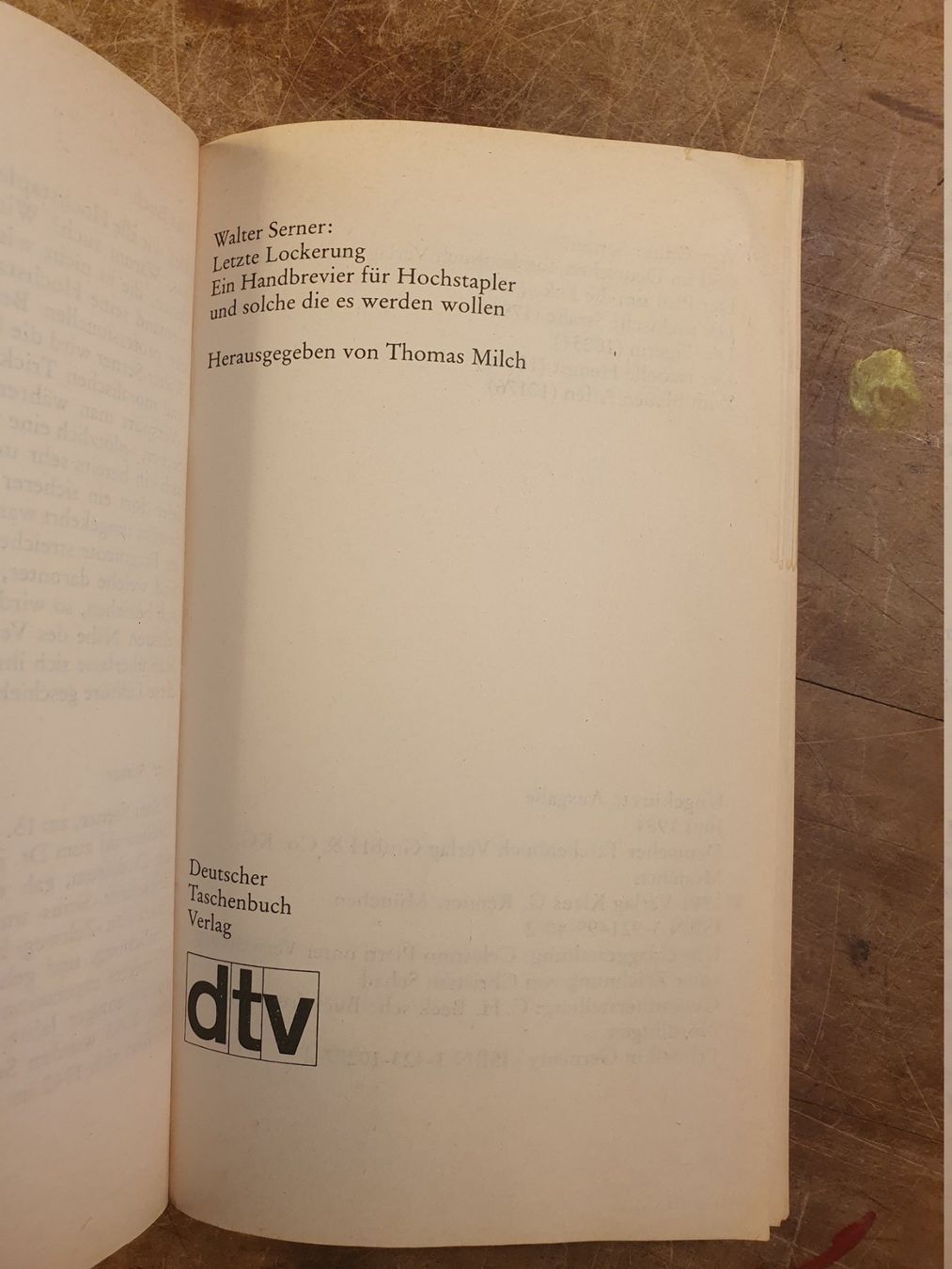 Libri: Letzte Lockerung - Walter Serner – Usato da Zürich venduto da loosebone 2