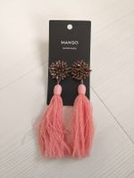 🤩MANGO OHRRINGE MIT STRASS & ROSA QUASTEN NEU