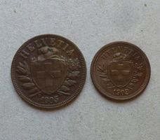 ++ 1 und 2 Rappen 1903, gute Erhaltung