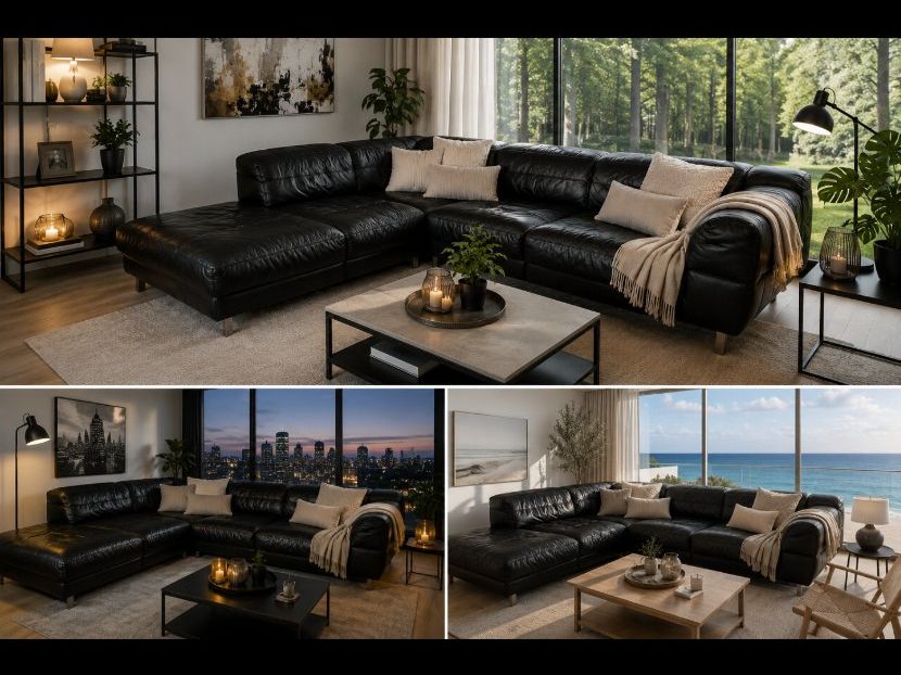 Sofas: Schwarzes Designer Ecksofa aus hochwertigem Leder sehrrobust – Gebraucht aus Menzingen von vannessa.studer 6