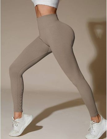 NEUE gerippte (Sport-) Tight uni braun Gr. XS - 226216