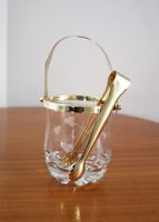 Vintage Eiskübel mit Goldfarbige Umrandung und Zange