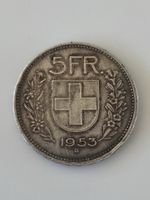 5 Franken 1953 Silber sehr schöner Zustand