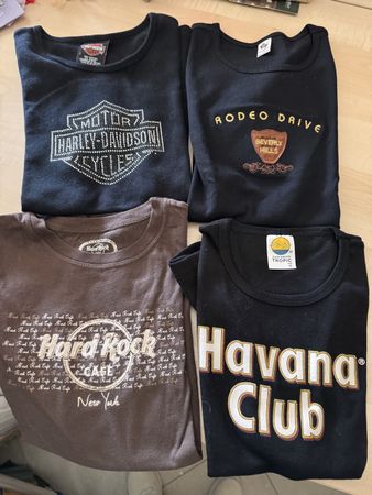 4 T-Shirts: Harley Davidson, Hard Rock Cafe, Rodeo Drive