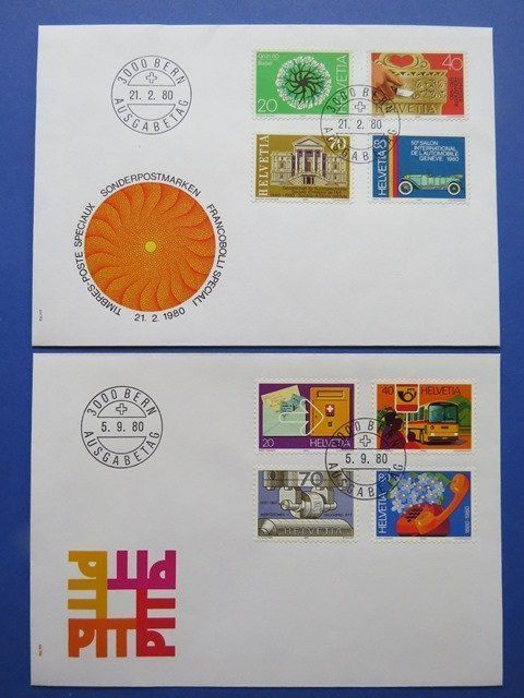 Tutti i francobolli: 13 FDC Frei-/Werbemarken 1980-1986 – Usato da Brunnen venduto da Kumari 1