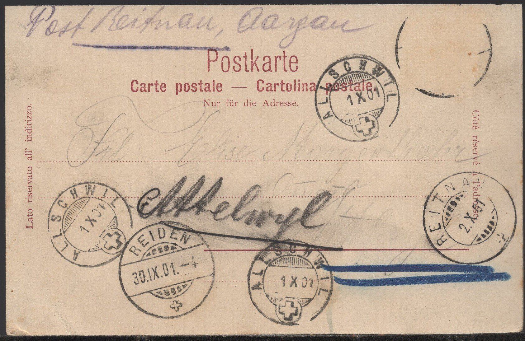 Cartoline postali: Wikon - Marienburg  1901 – Usato da Aarau venduto da kufi44 2
