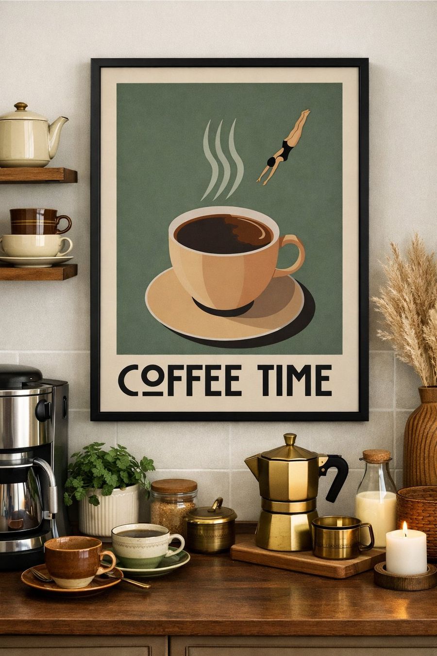 Poster & Bilder: Poster affiche Impression Coffee Time Vintage rétro déco – Neu und originalverpackt aus Meyrin von Nostalgica 2
