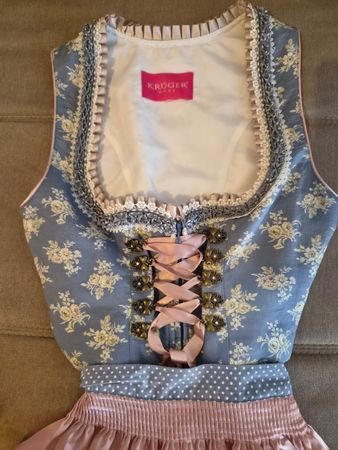 Dirndl Krüger Madl hellblau rosa Blumenmuster Grösse 38