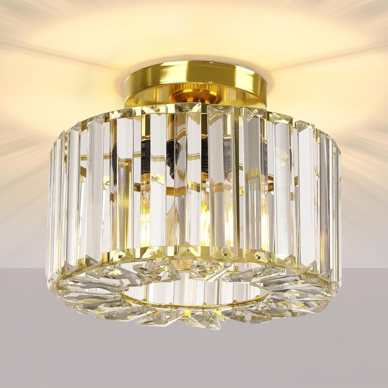 Lampadari & plafoniere: Deckenlampe Deckenleuchte Kristall Golden Wohnzimmerlampe – Nuovo e nell'imballaggio originale da Wittenbach venduto da VELARO