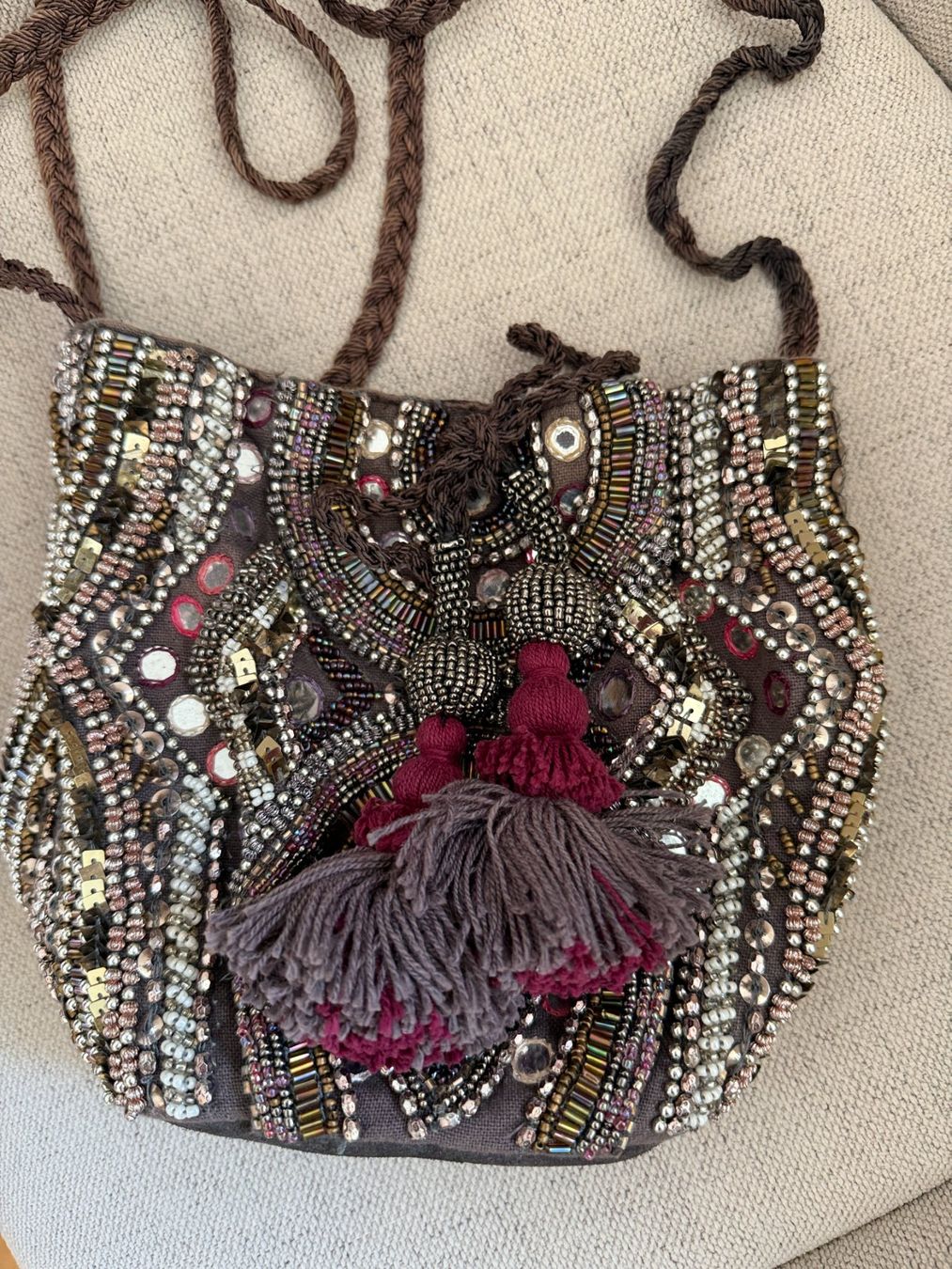 Zara Borse da donna: Edle Wildleder Tasche mit Beads & Spiegeln – Usato da Neerach venduto da topshotta 2