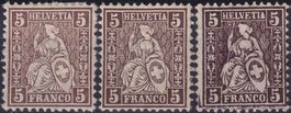 1881, Nr.45 in stark variierenden Farb-Nauncen! Selten!
