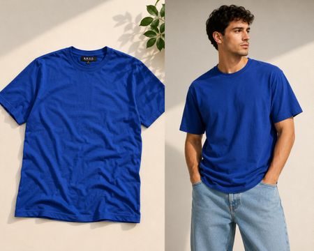 Neues, blaues T-Shirt für Herren