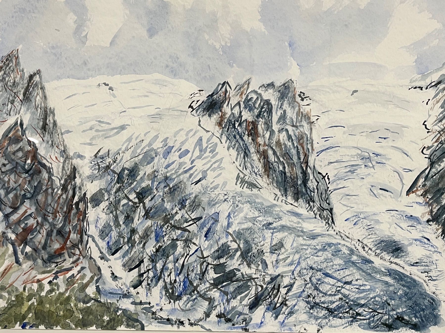 Dipinti: Original gerahmtes Wintergletschergemälde, Schweizer Alpenku – Usato da Basel venduto da PAUL_ART 5