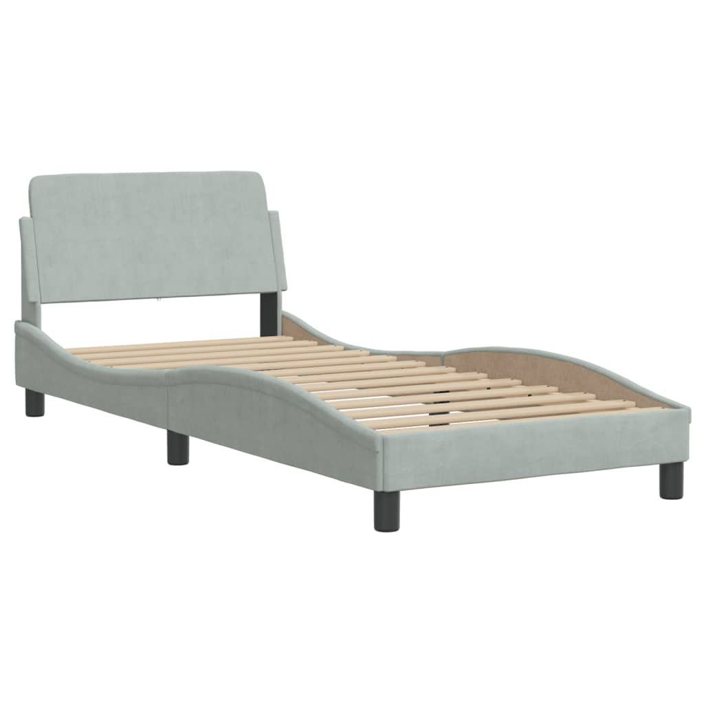 Betten: Bett mit Matratze Hellgrau 90x200 cm Samt – Neu und originalverpackt aus Zug von Cheap-Shop 1