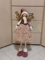 Weihnachtsengel Dekofigur rosa mit LED neuwertig
