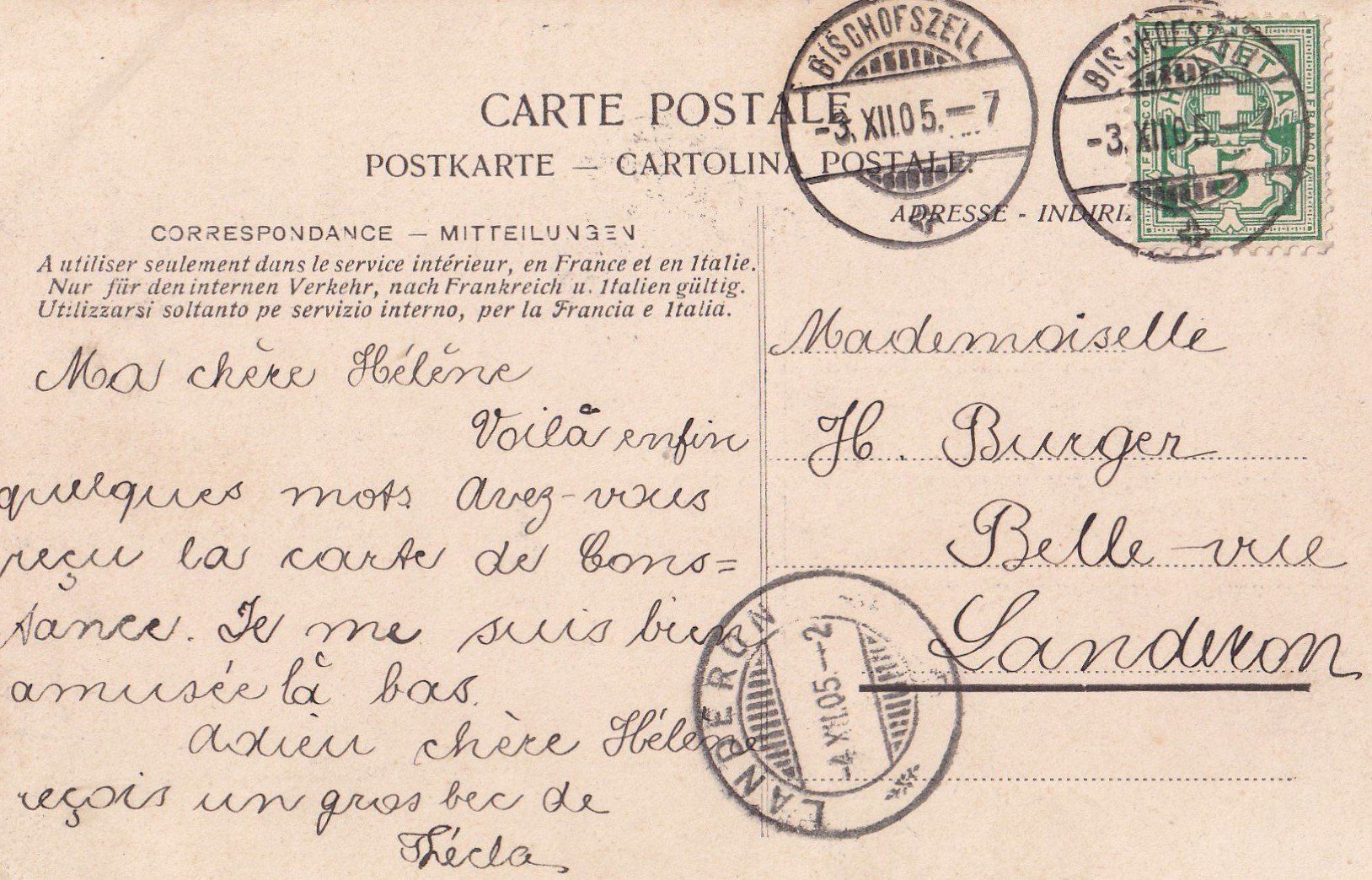 Cartoline postali: Bischofszell Gesamtansicht – Usato da Olten venduto da clotaldi 1
