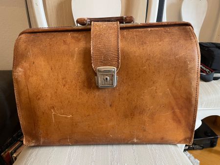 German extra large vintage doctor's bag in genuine leather