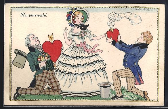 Cartoline postali: Robert Philippi: Zwei Herren mit Herzen  – Usato da Berlin venduto da bartko-reher
