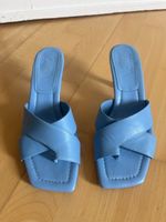 Sommerliche blaue Zara Mules mit Absatz Grösse 38