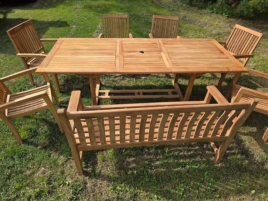 Set di tavolo e panche: Teak Garten Tisch-Set - Original verpackt - 8 Elemente – Usato da Horgen venduto da Nautilus_87 1
