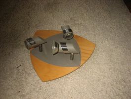 Wandlampe Deckenlampe mit Holz und drei Spots