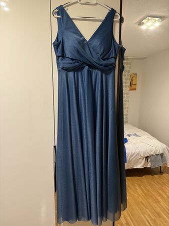 Elegant Blue Evening Dress, Size EU 42