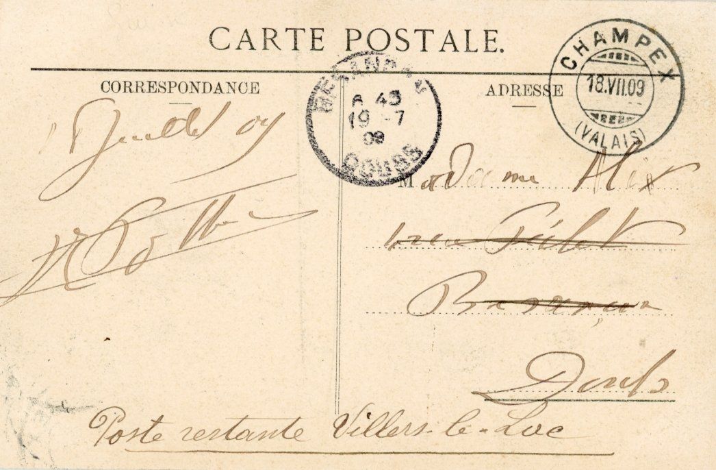 Ansichtskarten: Champex Lac  VS        en 1 9 0 9 – Gebraucht aus Brig von Valcards54 1
