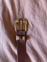 Ceinture en cuir bordeaux vintage - Taille ajustable!