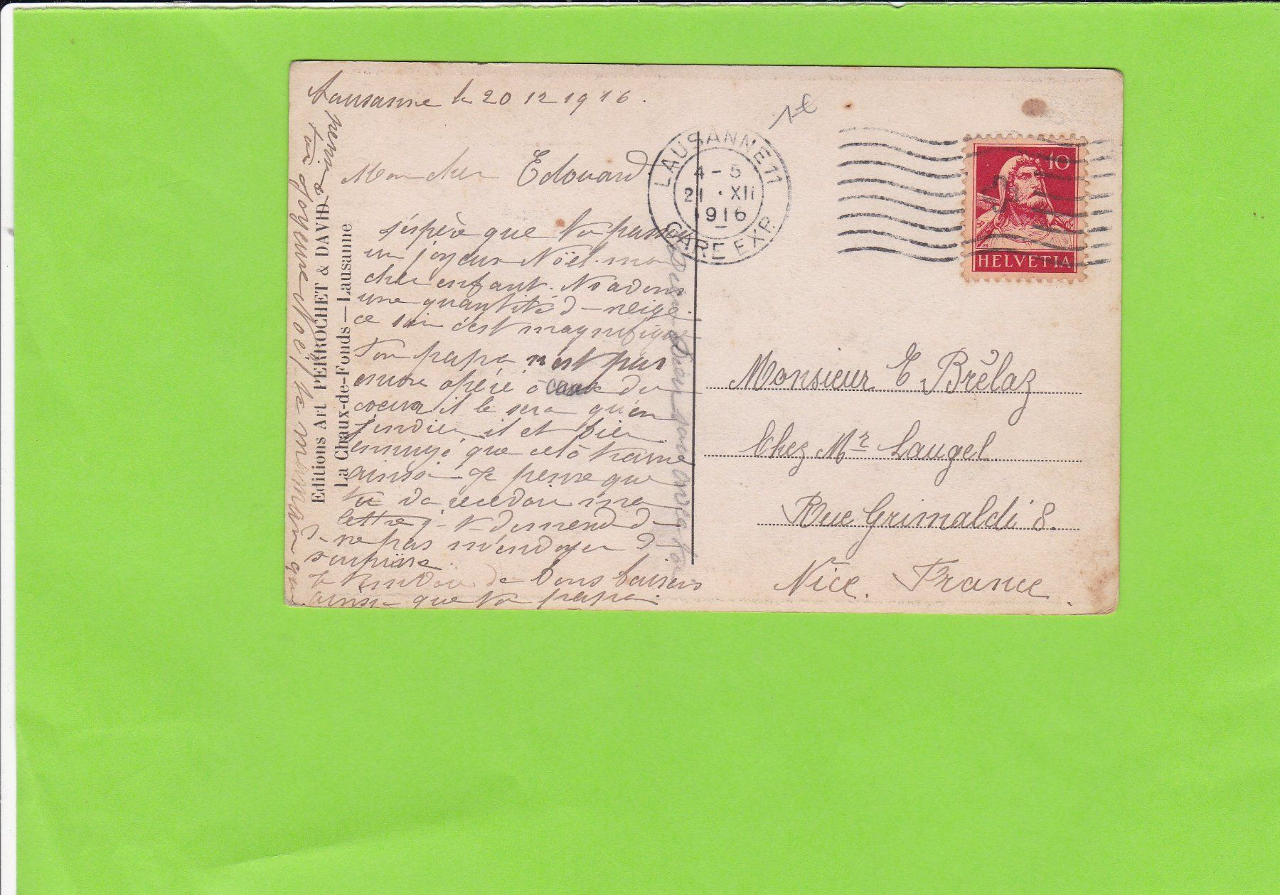 Cartoline postali: Barque du Léman---1916 – Usato da St. Peterzell venduto da neckertal 1