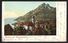 Gersau, Teilansicht mit Kirche und Gersa