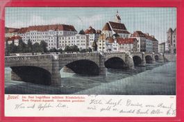 BASEL, IM BAU BEGRIFFENE MITTLERE RHEINBRÜCKE, 27.9.1904