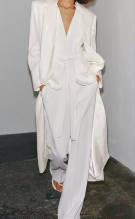 Leinen langer Mantel weiß Größe XS/manteau long en lin blanc