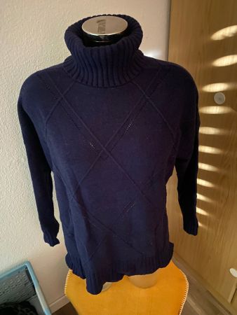 Rollkragen-Pullover dunkelblau Grösse M