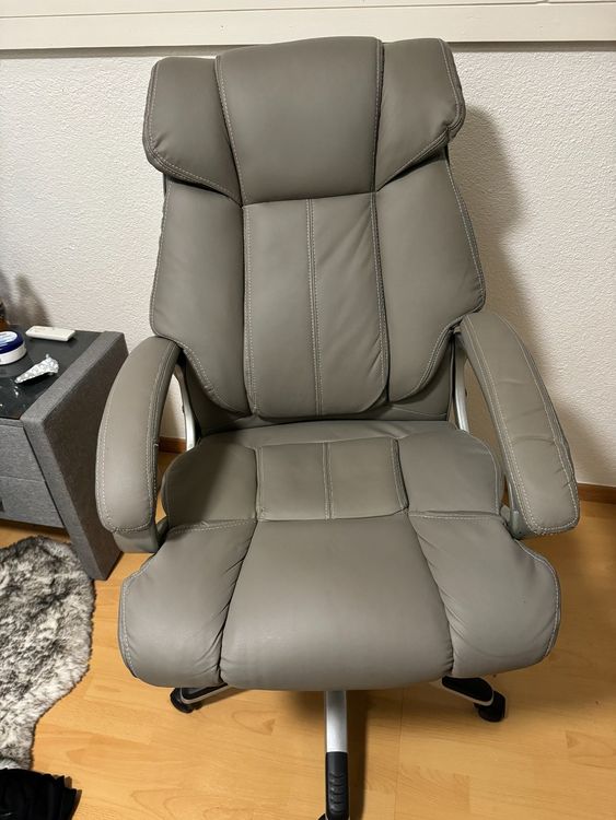 Ergonomischer Bürostuhl in Premium-Lederimitat, Grau | Kaufen auf Ricardo