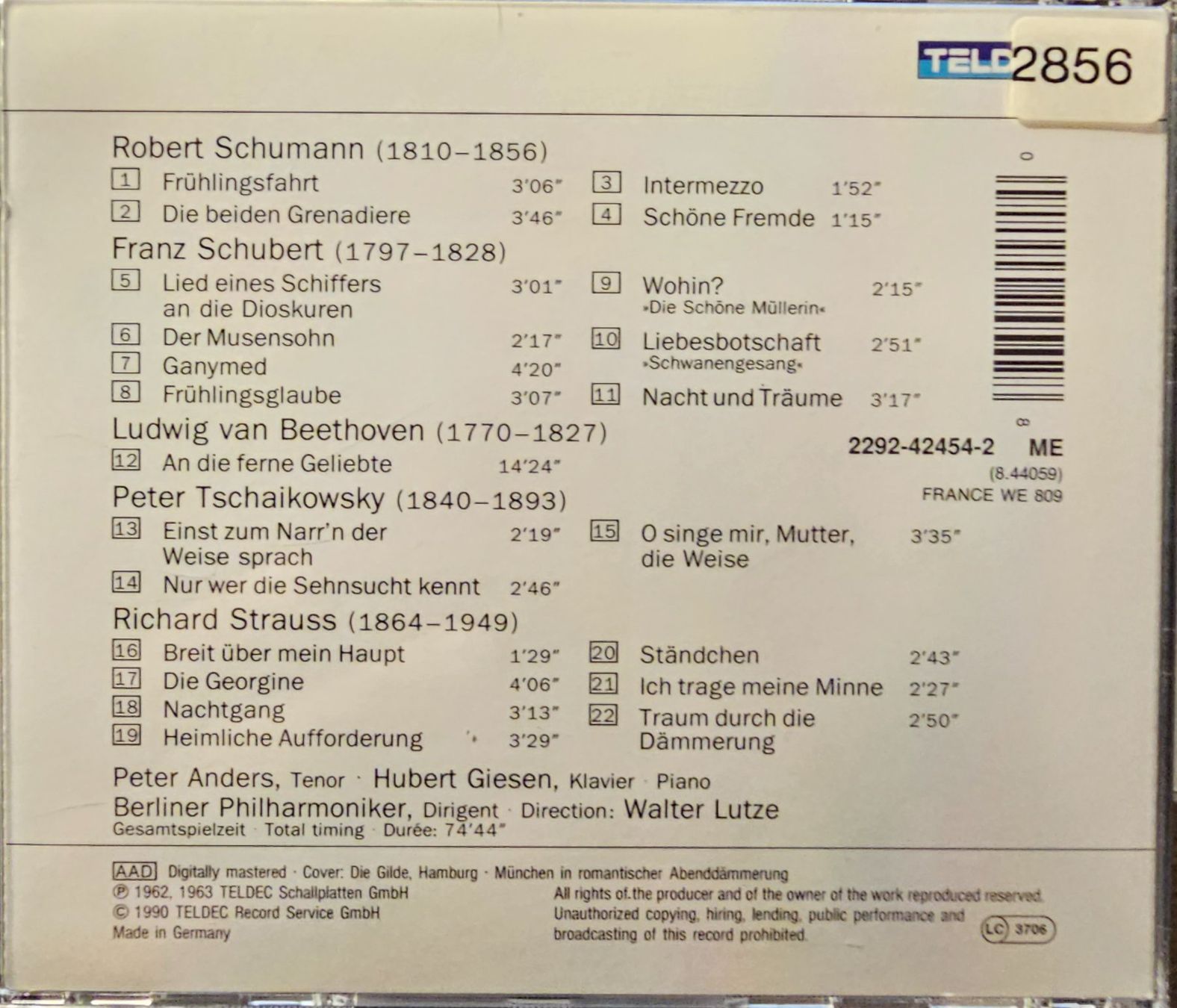 CD: Peter Anders - Lieder – Usato da Wahlen b. Laufen venduto da Cg10 2