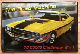 Blechschild 3D-DODGE CHALLENGER-ROAD MAC