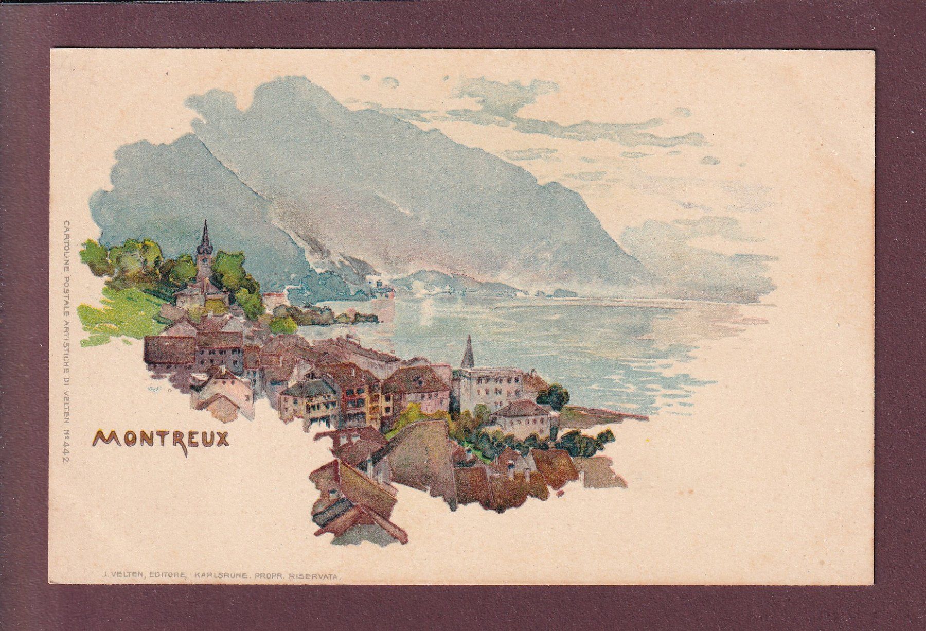 Cartoline postali: MONTREUX - J. Velten – Usato da Pully venduto da nicecards
