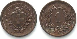 Schweiz 1 Rappen 1900 Bronze ERHALTUNG! vz+