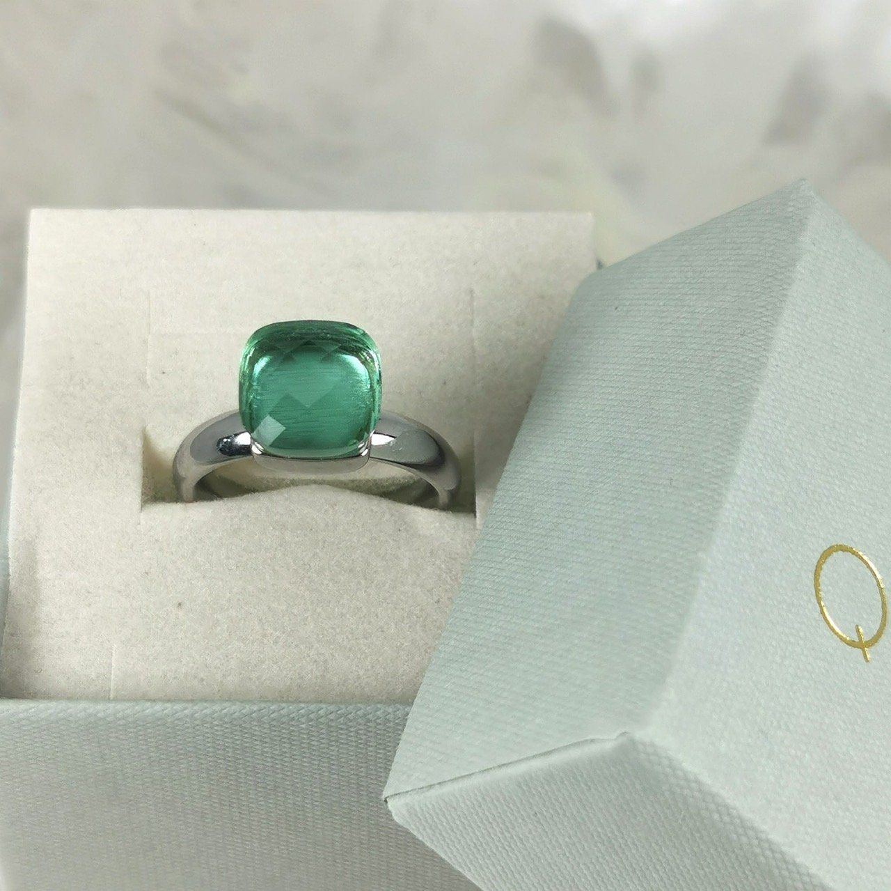 Anelli: Bague acier "Qudo" pierre synth.- Vert - T.52 – Nuovo e nell'imballaggio originale da Préverenges venduto da Finepearlsgem 6