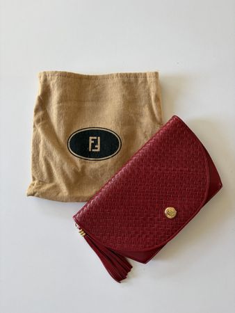 Fendi Leder Handtasche rot geflochten